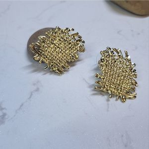 Gold plated silver post earrings textured new